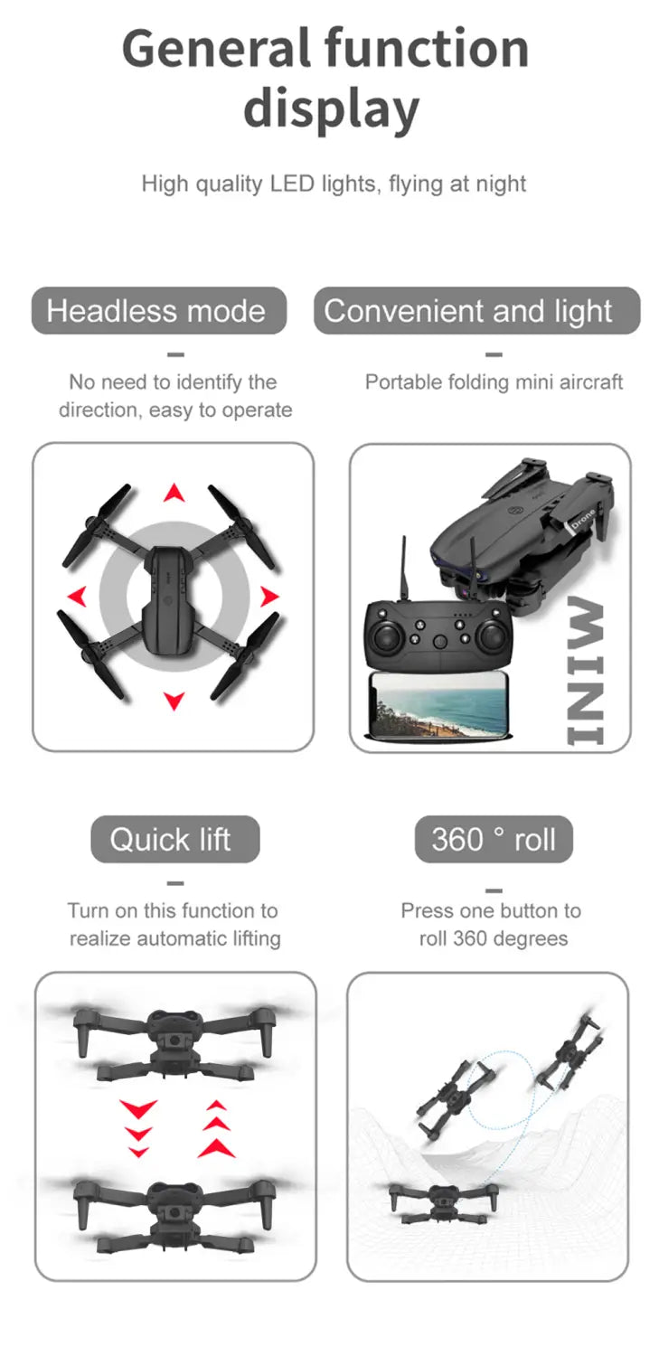 E99 Folding Drone Quadcopter Remote Control Handle Four Axis HD 4K Photography UAV Altitude Fixation