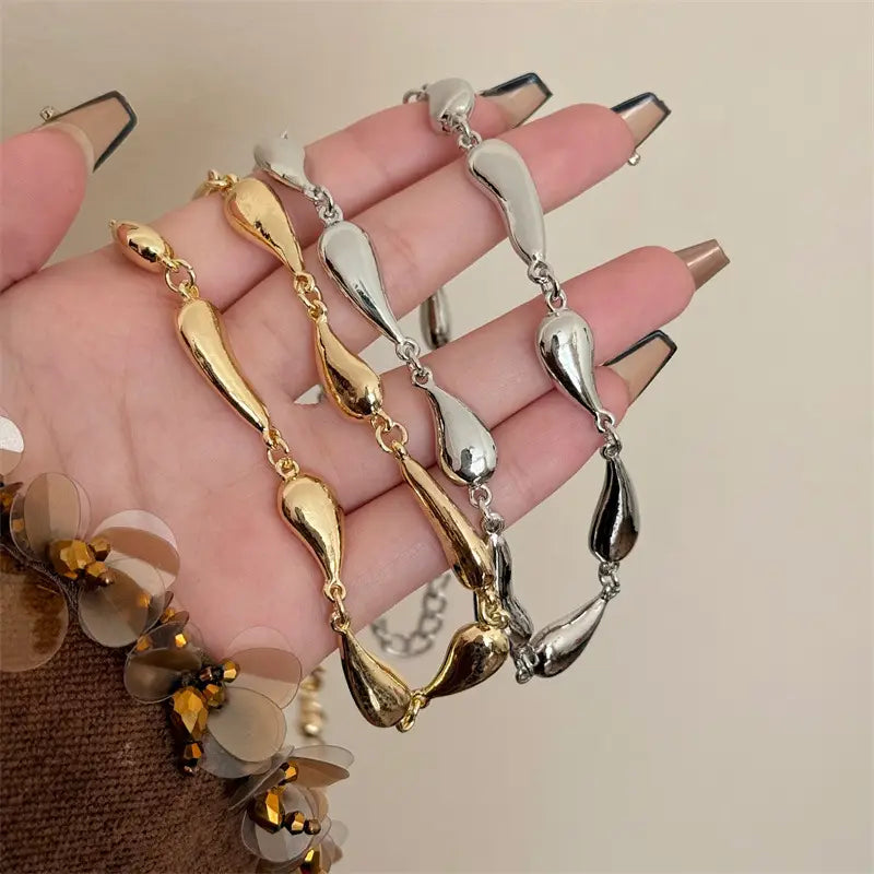 Women’s Metal Water Drop Stitching Necklace