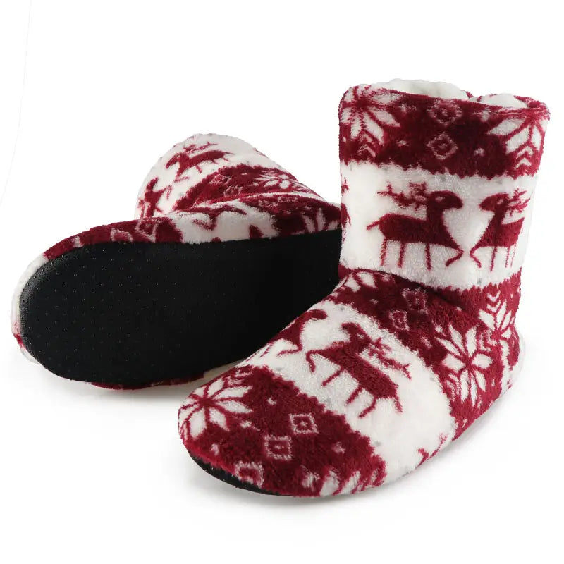 Christmas Elk Floor Shoes Indoor Socks Shoes Warm Plush House Slippers