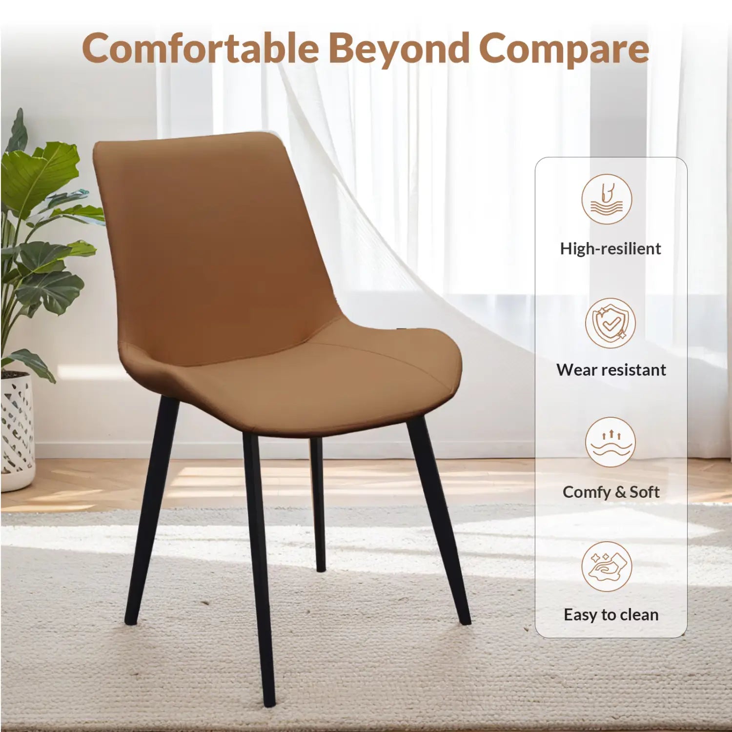 Leather Dining Chair With Metal Legs