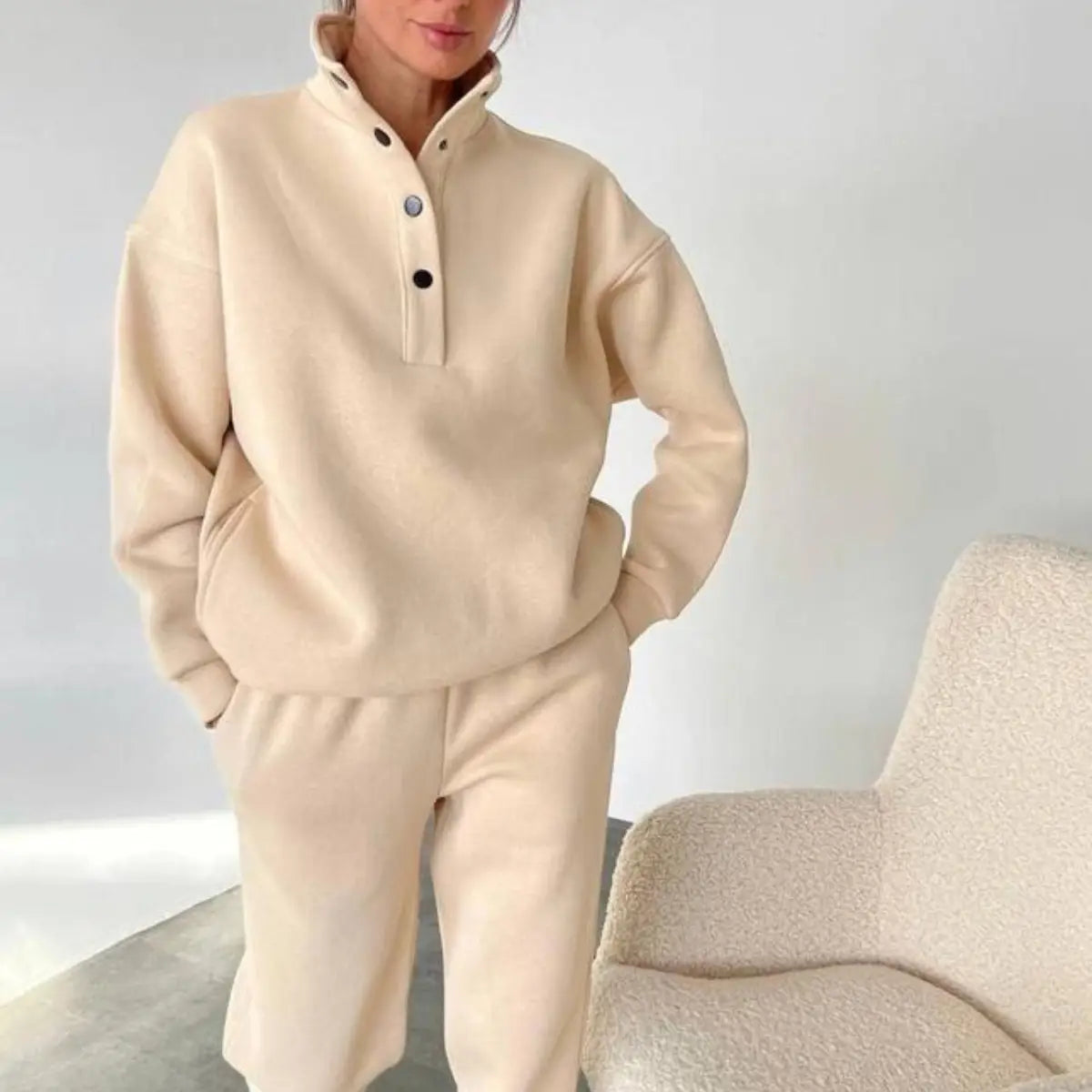 Women’s Fashion Solid Color Hoodie Pants Suit