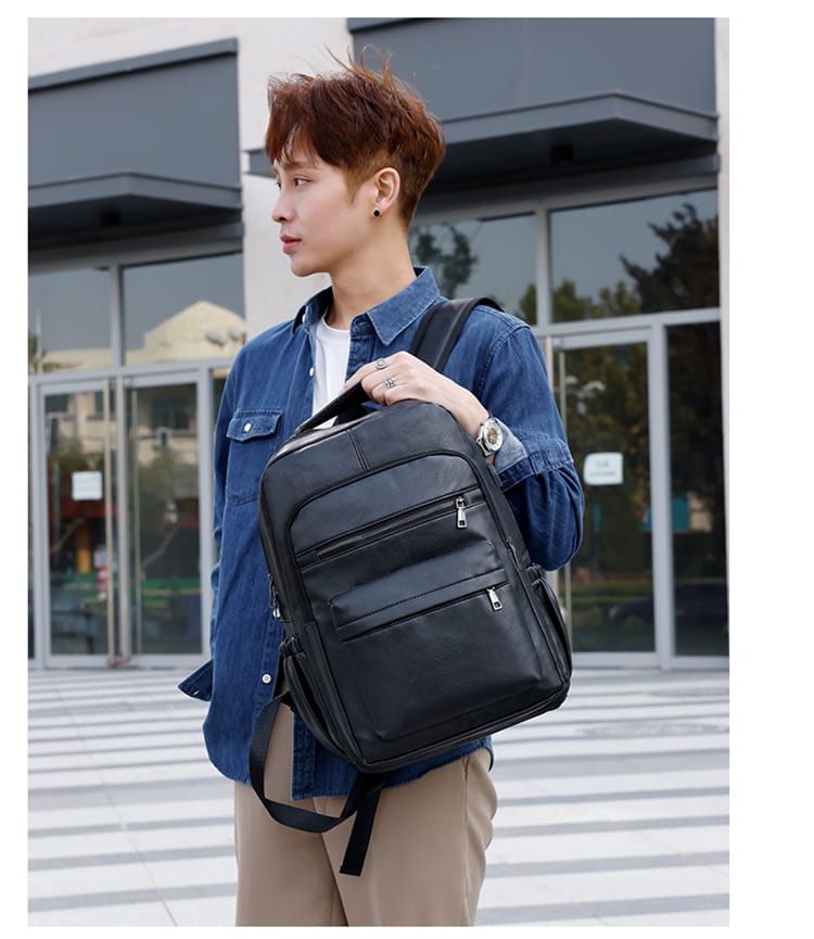 Multi-functional Retro Leather Backpack