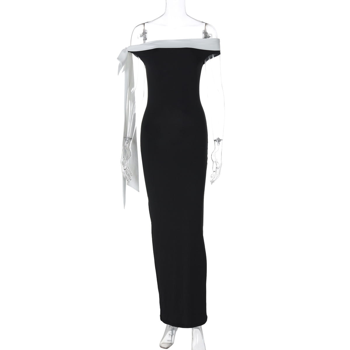 Women’s Fashion Off-shoulder Ribbon Slim Fit Dress