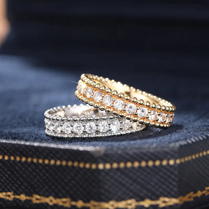 Full Diamond Geometric Ring Female Shiny Ornament