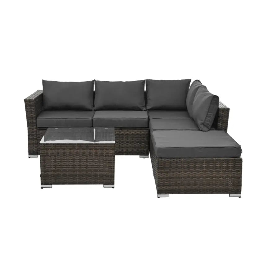 Patio Furniture Outdoor Furniture Seasonal PE Wicker Furniture 4 Set Wicker Furniture With Tempered Glass Coffee Table