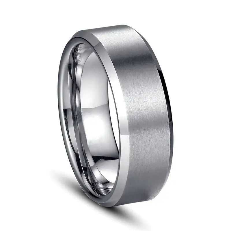 8mm Glossy Simple Stainless Steel Ring Men - Steel color / 10