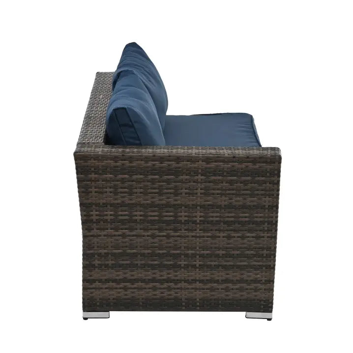4 Set Wicker Furniture With Tempered Glass Coffee Table