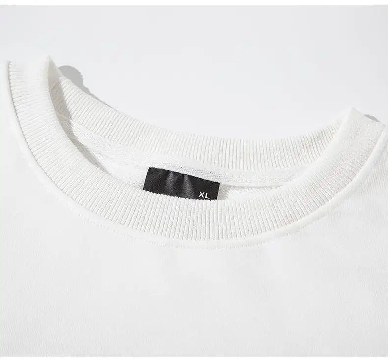 Men’s Solid Color Pullover Sweatshirt Loose Round-neck Top Couple College Style Solid Color Clothes