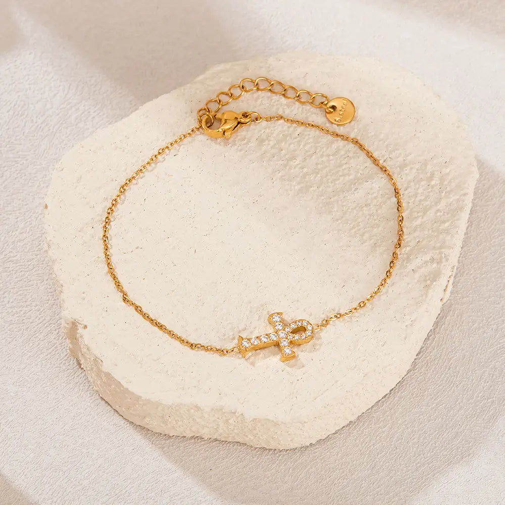 All-match Titanium Steel Full Diamond Temperament Cross Necklace