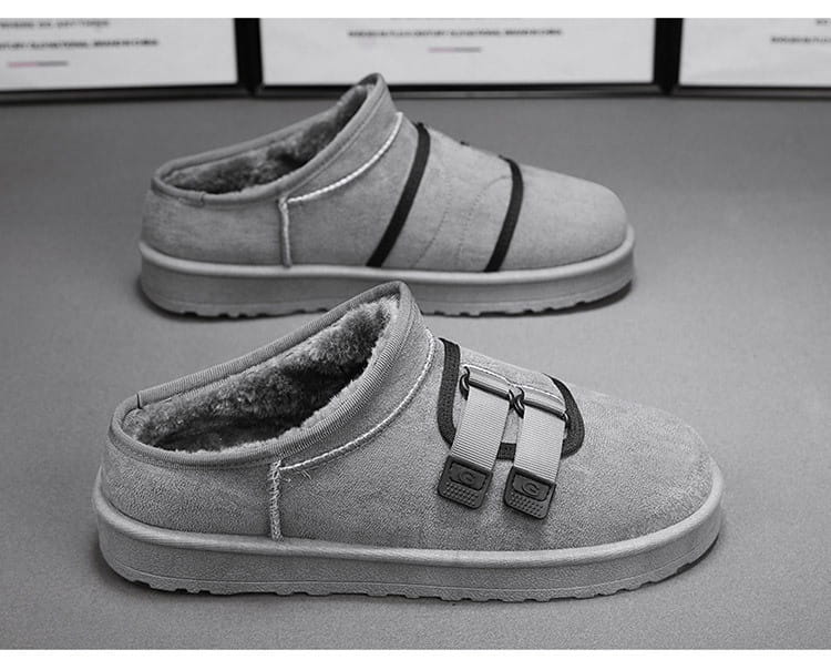 Winter Half Slippers Men’s Shoes Fleece-lined Thick