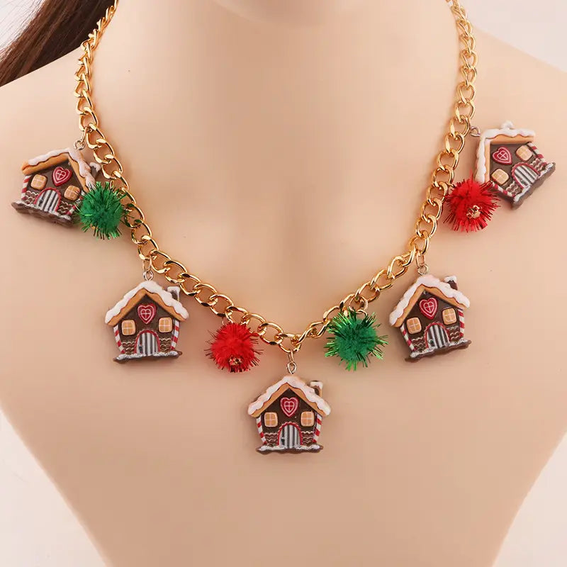 New Christmas Tree Bell Santa Claus Necklace Creative Personalized Pendant Clavicle Chain Women’s Jewelry