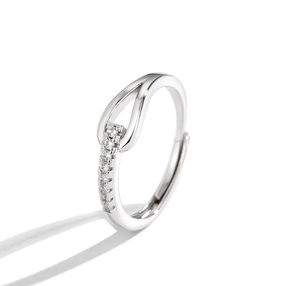 925 Silver Diamond-embedded Lubert's Tears Open Ring For Women Beyond Trends Hub