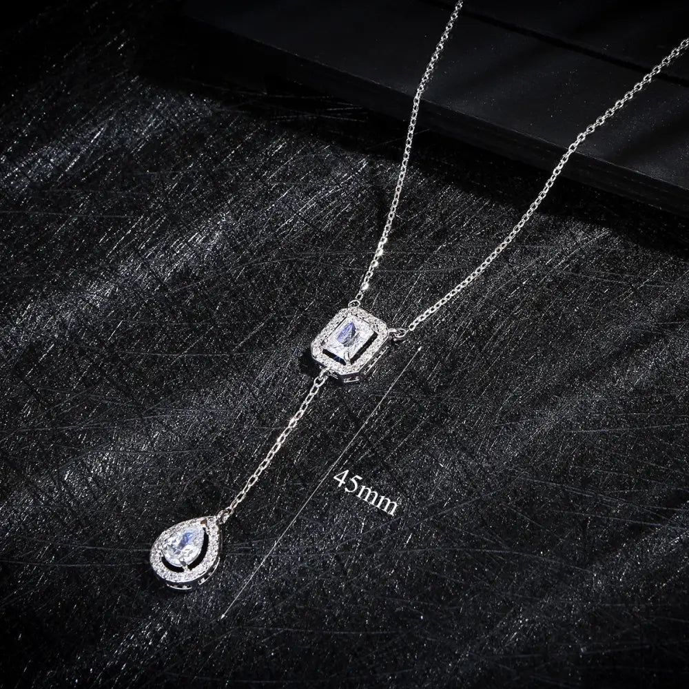 925 Silver Needle European Style Fashionable Exquisite Micro Inlaid Zircon Water Drop Necklace Beyond Trends Hub