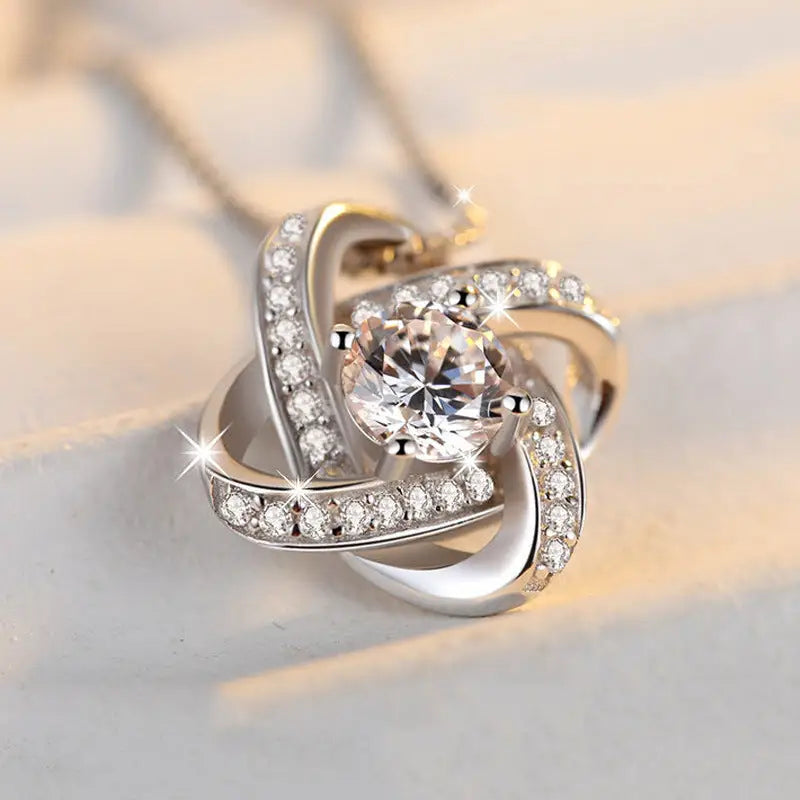 925 Sterling Silver Necklace For Women Forever Heart AAA Zircon Mosaic Necklaces & Pendants Gift Beyond Trends Hub