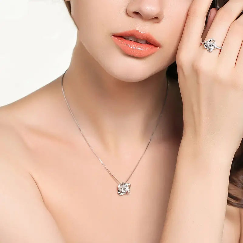 925 Sterling Silver Necklace For Women Forever Heart AAA Zircon Mosaic Necklaces & Pendants Gift Beyond Trends Hub