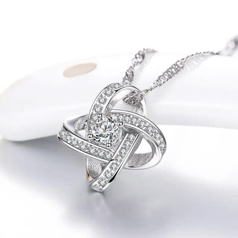 925 Sterling Silver Necklace For Women Forever Heart AAA Zircon Mosaic Necklaces & Pendants Gift Beyond Trends Hub