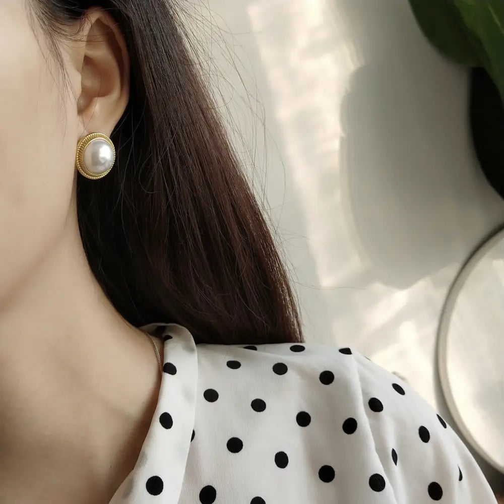 925 Sterling Silver Shell Pearls INS Ear Studs Earrings Beyond Trends Hub