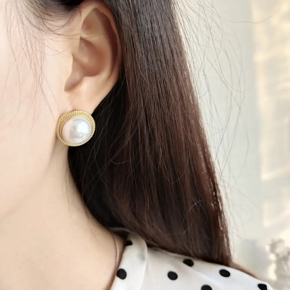 925 Sterling Silver Shell Pearls INS Ear Studs Earrings Beyond Trends Hub