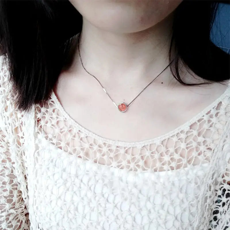 925 Sterling Silver Strawberry Quartz Necklace Beyond Trends Hub