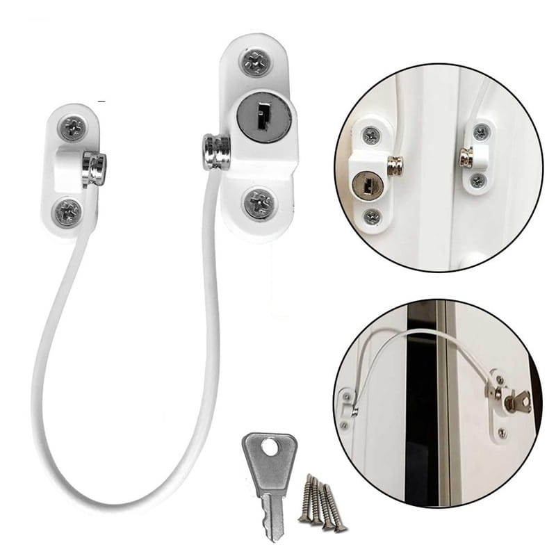 Window Security Chain Lock Window Cable Lock Restrictor Multifunctional Window Lock Door Security Guard for Baby Safety