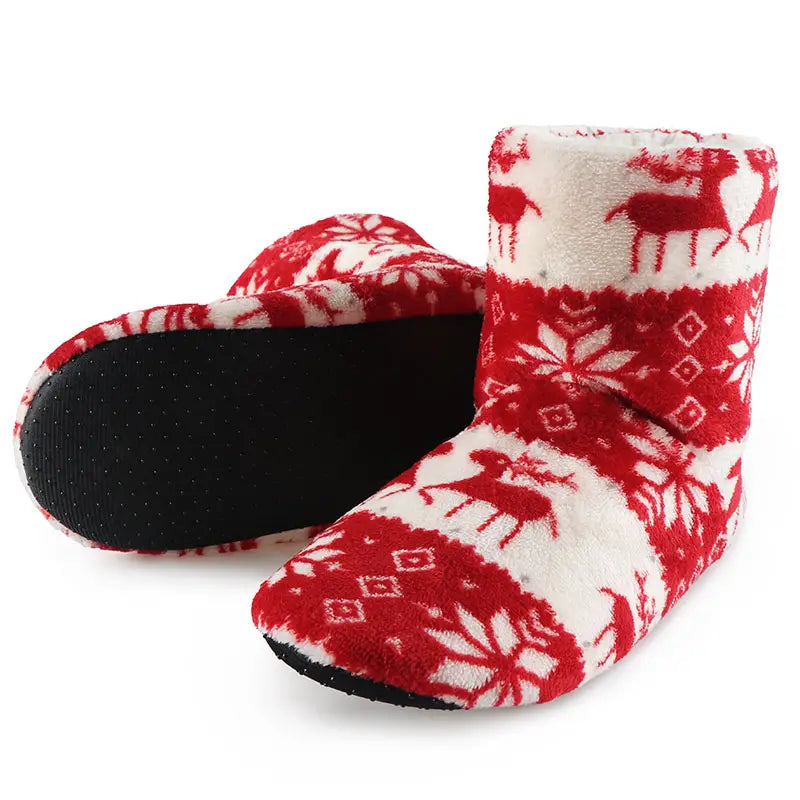 Christmas Elk Floor Shoes Indoor Socks Shoes Warm Plush House Slippers