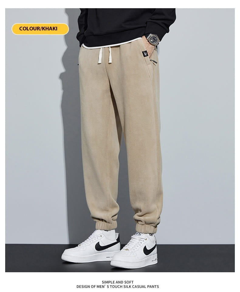 Thickened Outer Wear Loose Double-sided Velvet Ankle-tied Sports Pants For Men
