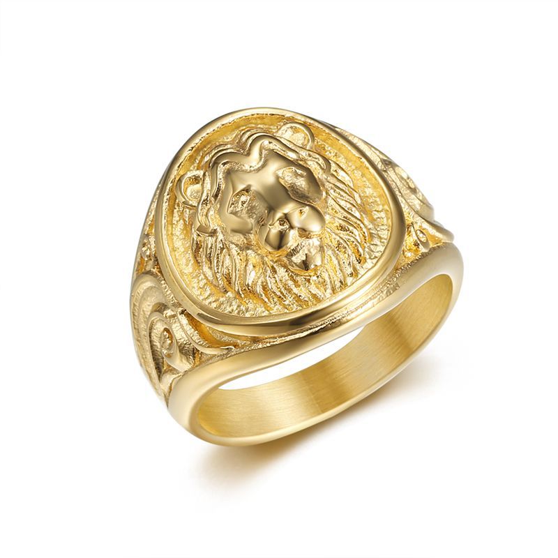 Vacuum Gold Plated Lion’s Head Men’s Ring