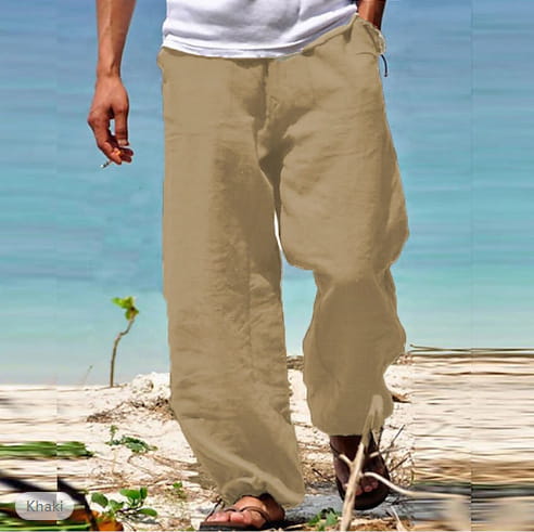 Men’s Trousers Summer Drawstring Elastic Waist Beach Pants