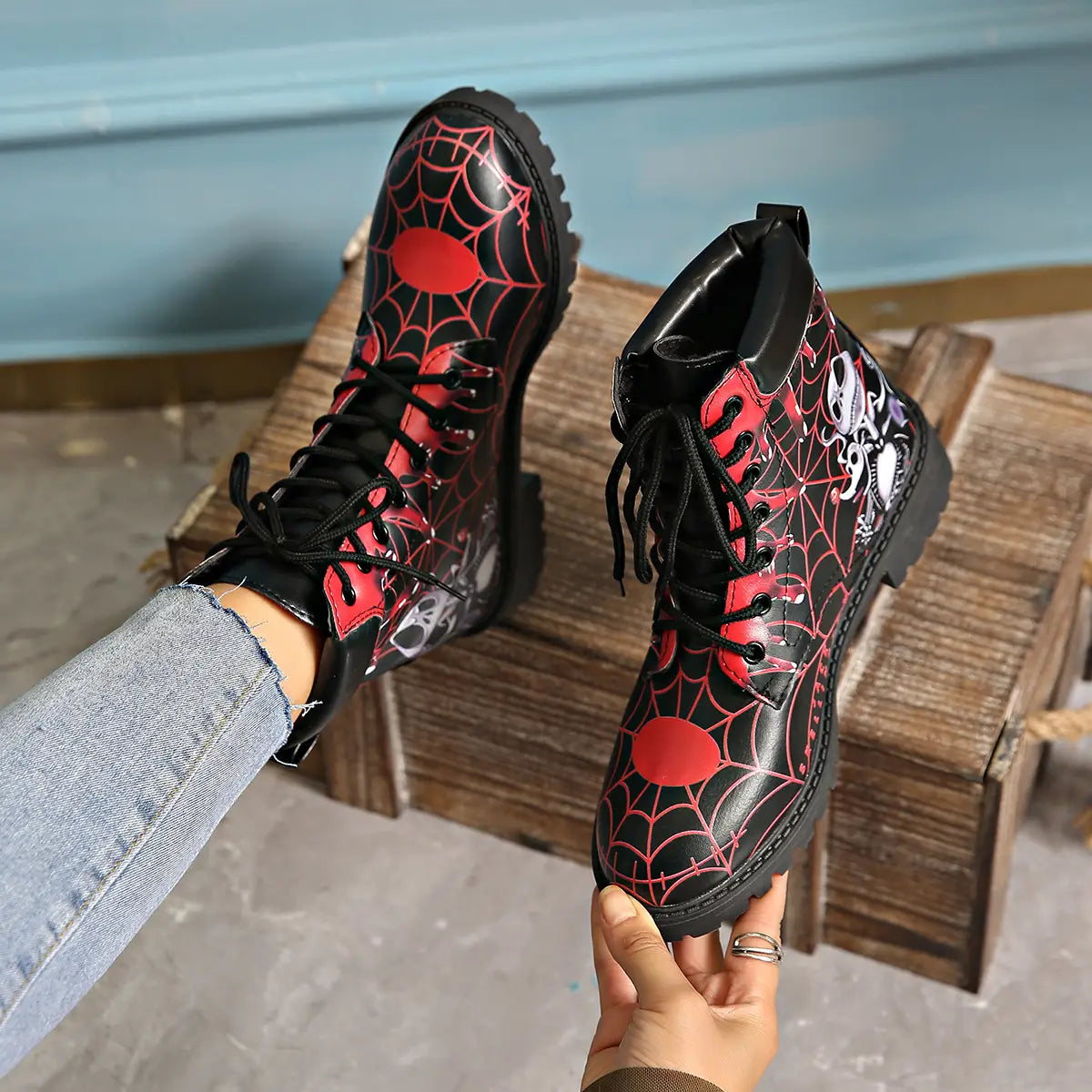 Printed short boots for women