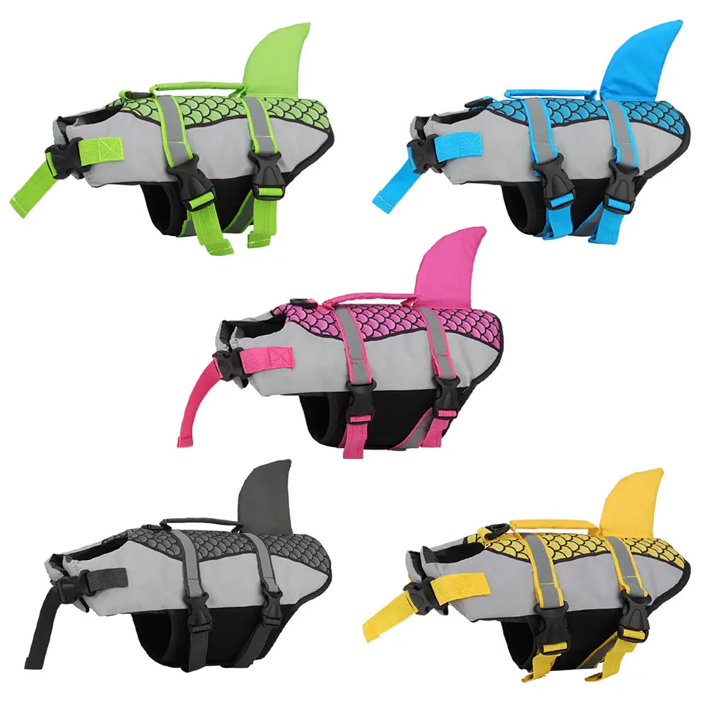 Swim Pet Dog Life Jacket Vest Clothes Life Vest Collar Harness Pets Swimming Summer Swimwear Scales Shark Pet Products