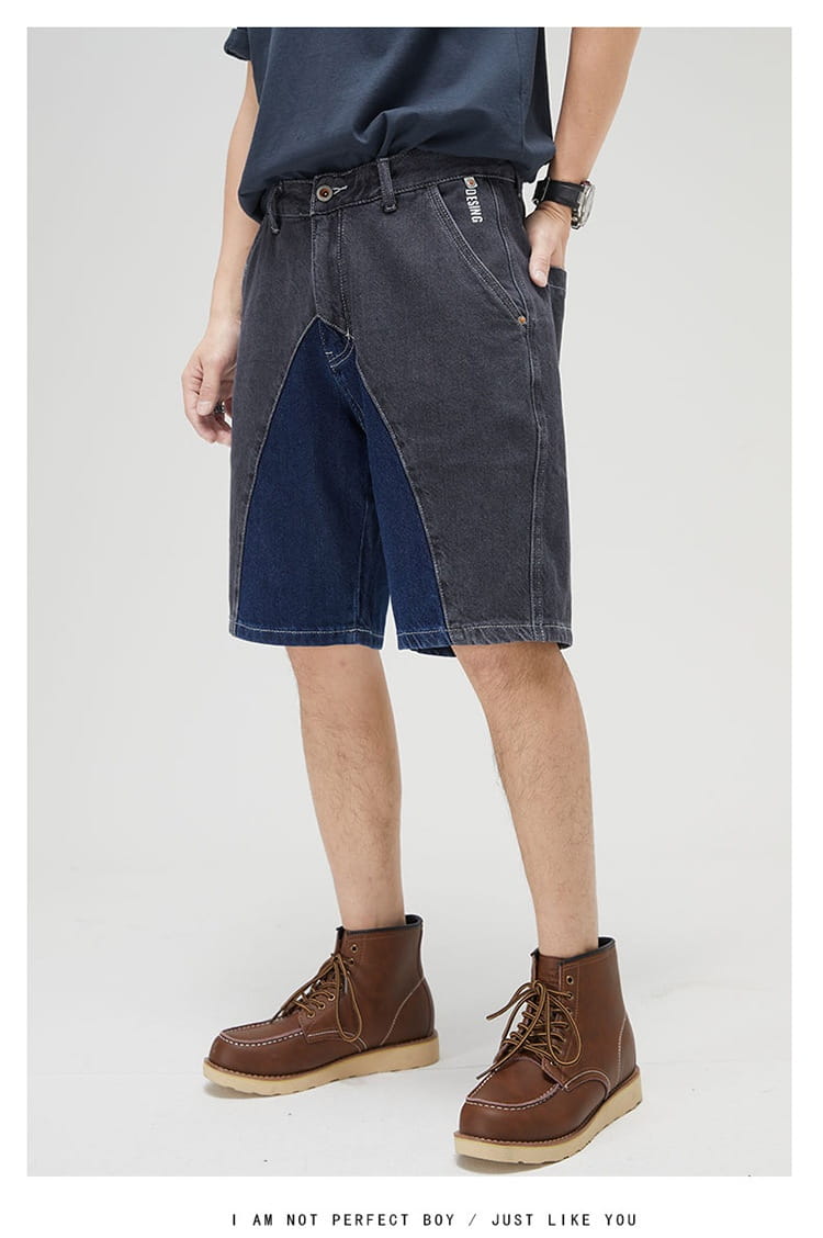 Men’s Casual Patchwork Denim Shorts