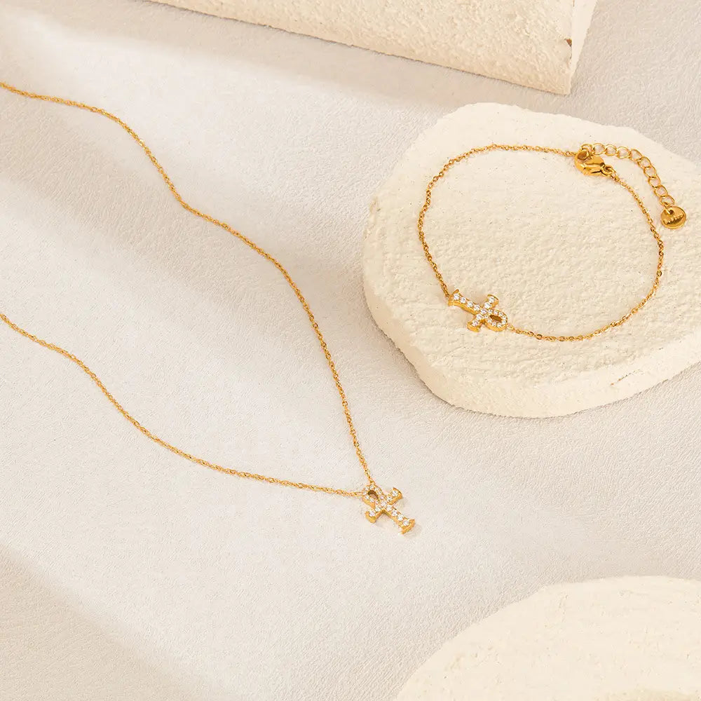 All-match Titanium Steel Full Diamond Temperament Cross Necklace