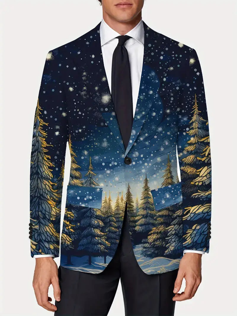 Christmas Series Cartoon Anime Men’s Long-sleeved Coat