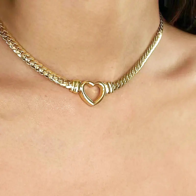 Personalized Love Chain Necklace Bracelet For Women Fashion Titanium Steel Non-fading Clavicle Chain Jewelry