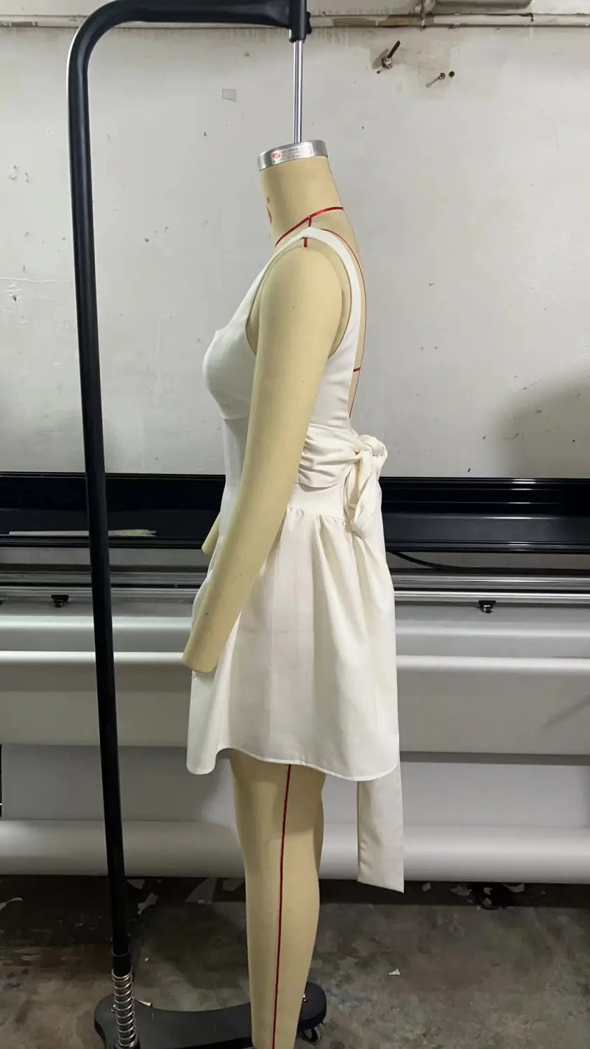 Square Neck Sleeveless Dress With Backless Bow Design Summer Fashion Slim Short Dresses For Women Clothing