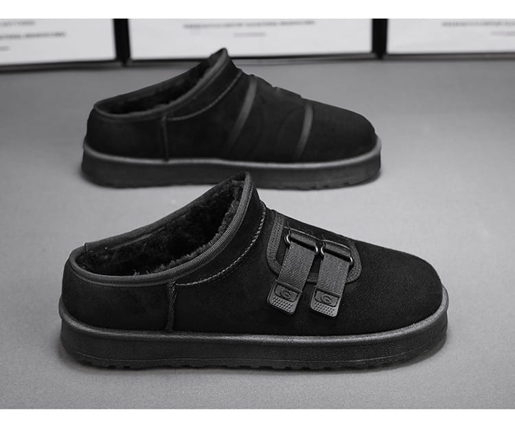 Winter Half Slippers Men’s Shoes Fleece-lined Thick