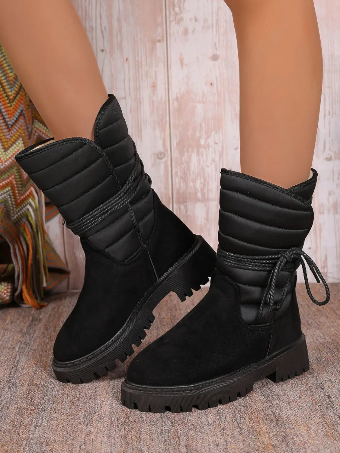 Fashion Mid-calf Snow Boots With Lace-up Design Winter Warm Thickened Low-heeled Boot Women’s Casual Shoes Outdoor