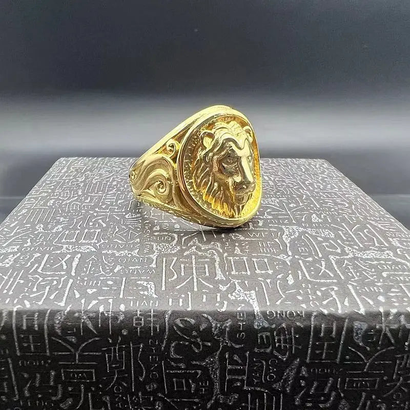 Vacuum Gold Plated Lion’s Head Men’s Ring