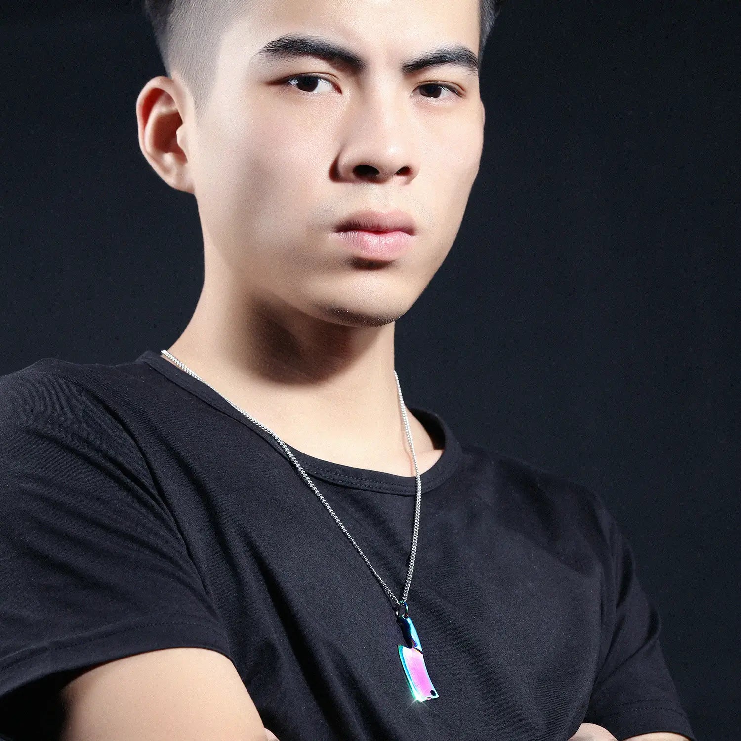 Men’s Stainless Steel Necklace Colorful Glare Classic Pendant