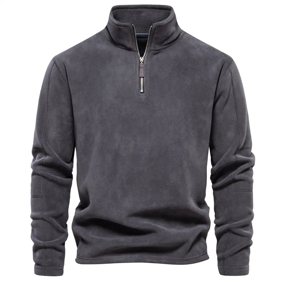 Fashion Personality Stand-collar Zippered Sweatshirt With Fleece Winter Casual Pullover Top Men’s Clothing