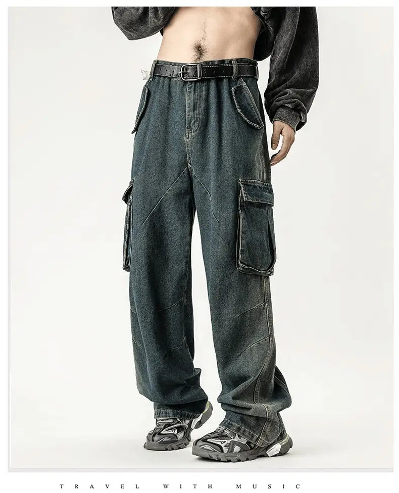 Men’s American Retro Washed Workwear Jeans