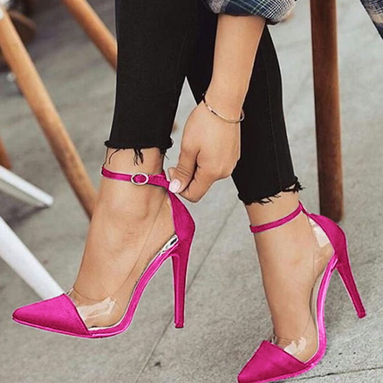 Cotton sandal toe Strap shoes high heels