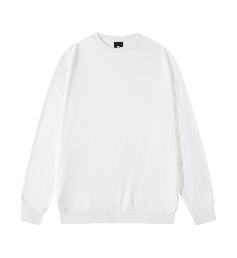 Men’s Solid Color Pullover Sweatshirt Loose Round-neck Top Couple College Style Solid Color Clothes