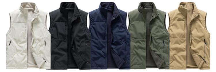 Men’s Double-sided Fleece Vest Winter Warm Loose Sleeveless Tank Outdoor Workwear Vest Clothing