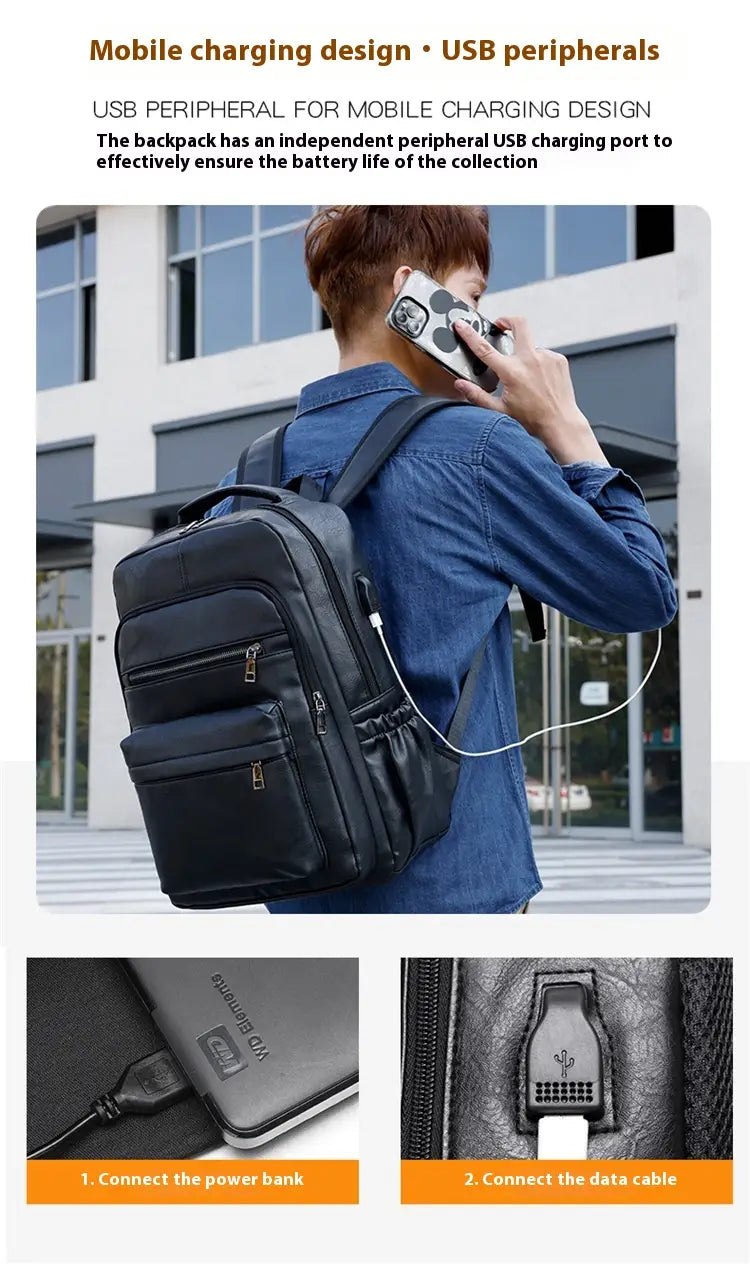 Multi-functional Retro Leather Backpack