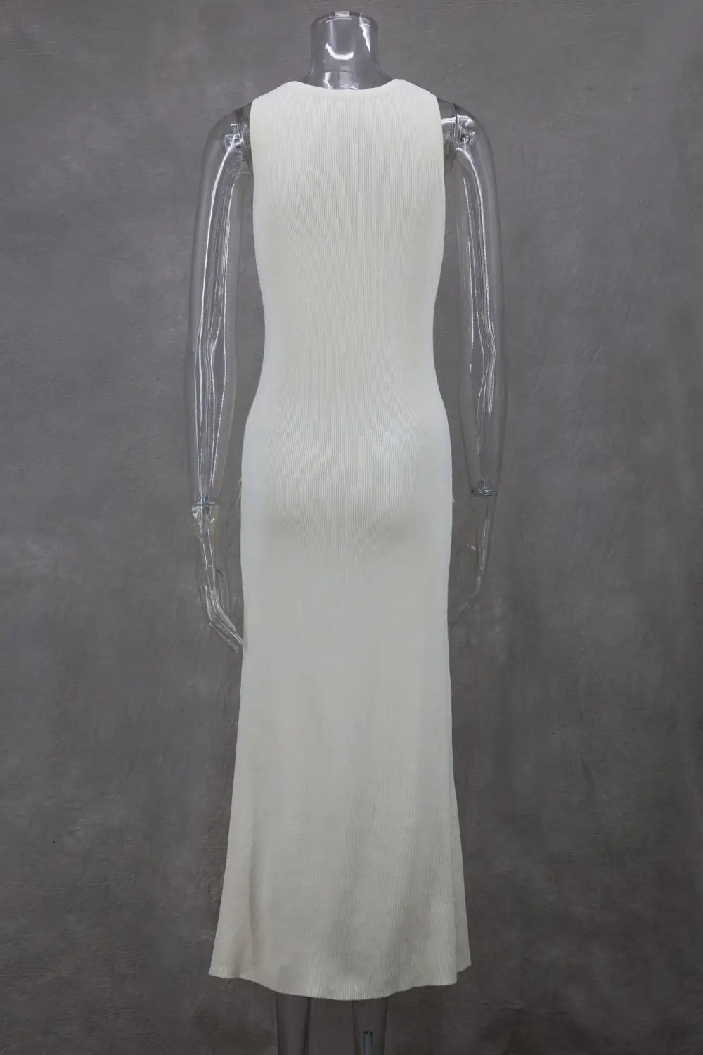 Elegant Knitted Sleeveless Dress With Single Breast Fashion Slim Round Neck Long Dresses Womens Clothing