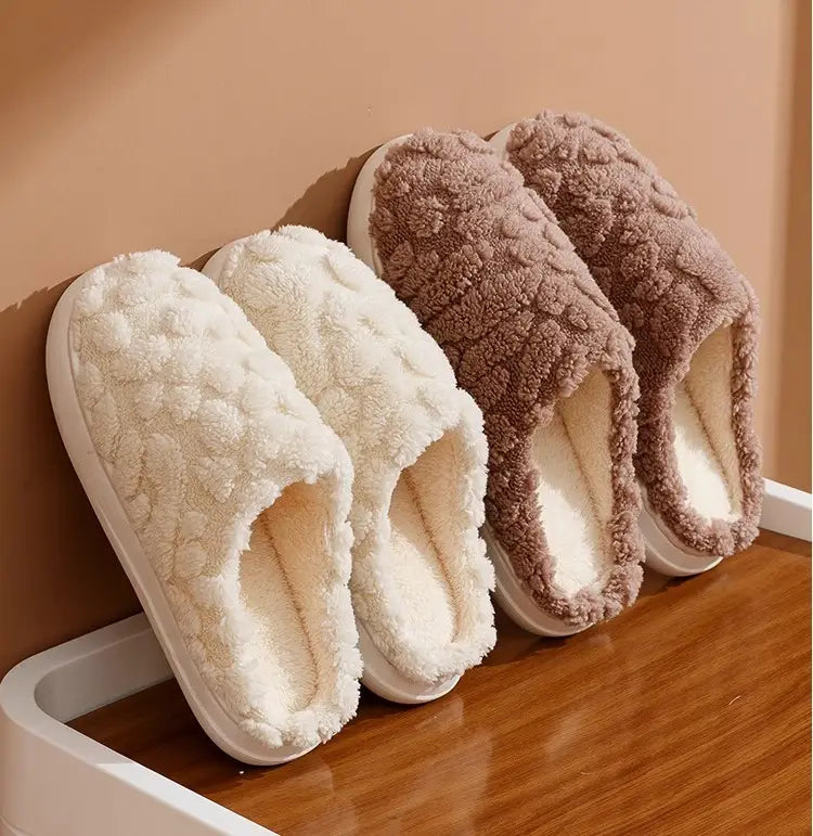 Home Fuzzy Slipper Unisex Cartoon Winter Plush Slipper Anti-Skid Soft Soled Cotton Shoes Comfy Outdoor Couple Slippers