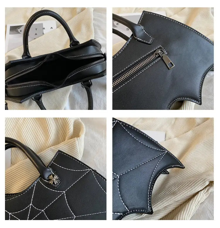Halloween Spider Web Shape Shoulder Bags Personality Batgirl Tide Pu Handbags Fashoin Messenger Crossbody Bag