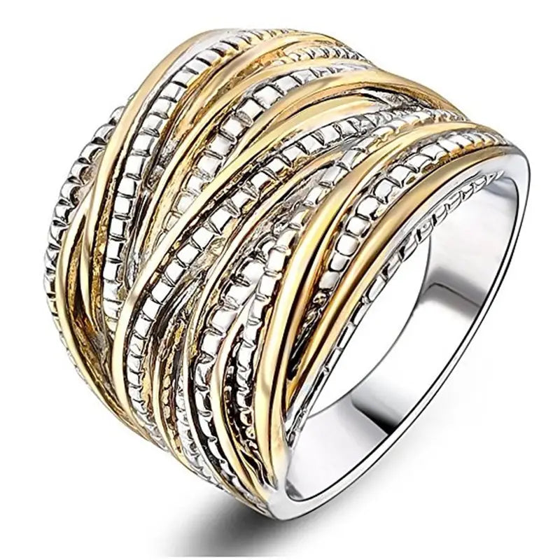 Retro Double Gold Texture Men’s And Women’s Rings Fashion