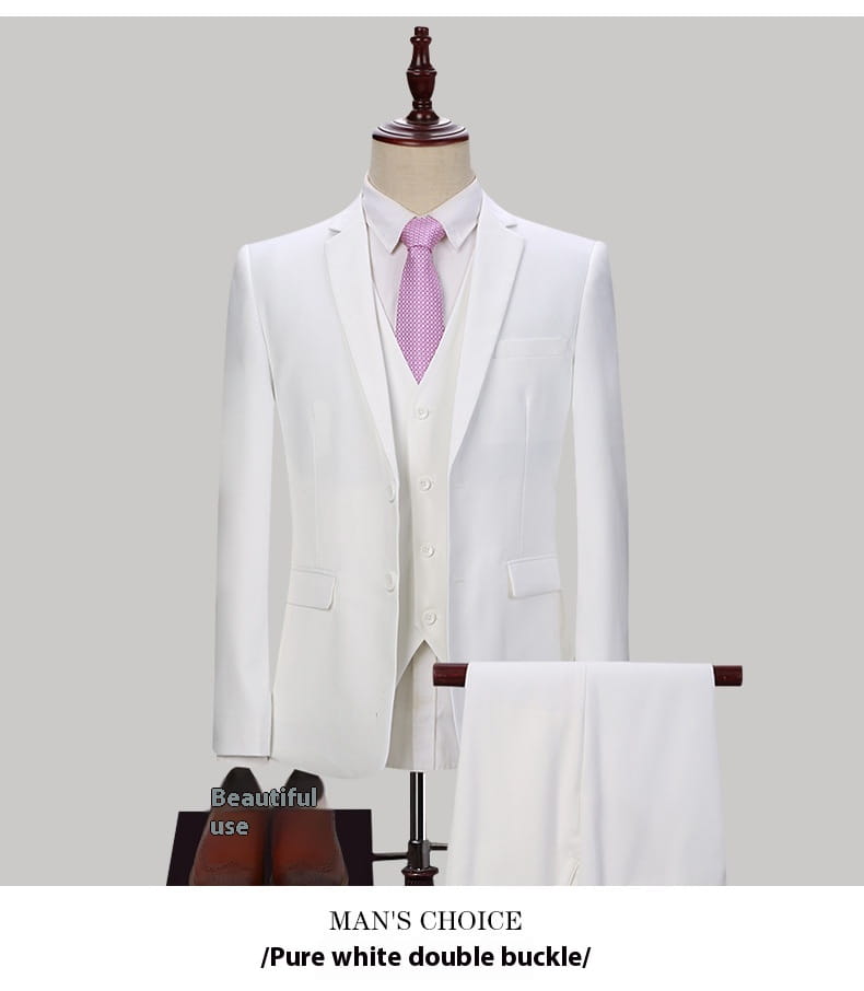 Dark Green Suit Suit Men’s Three-piece Suit Korean Slim Suit Business